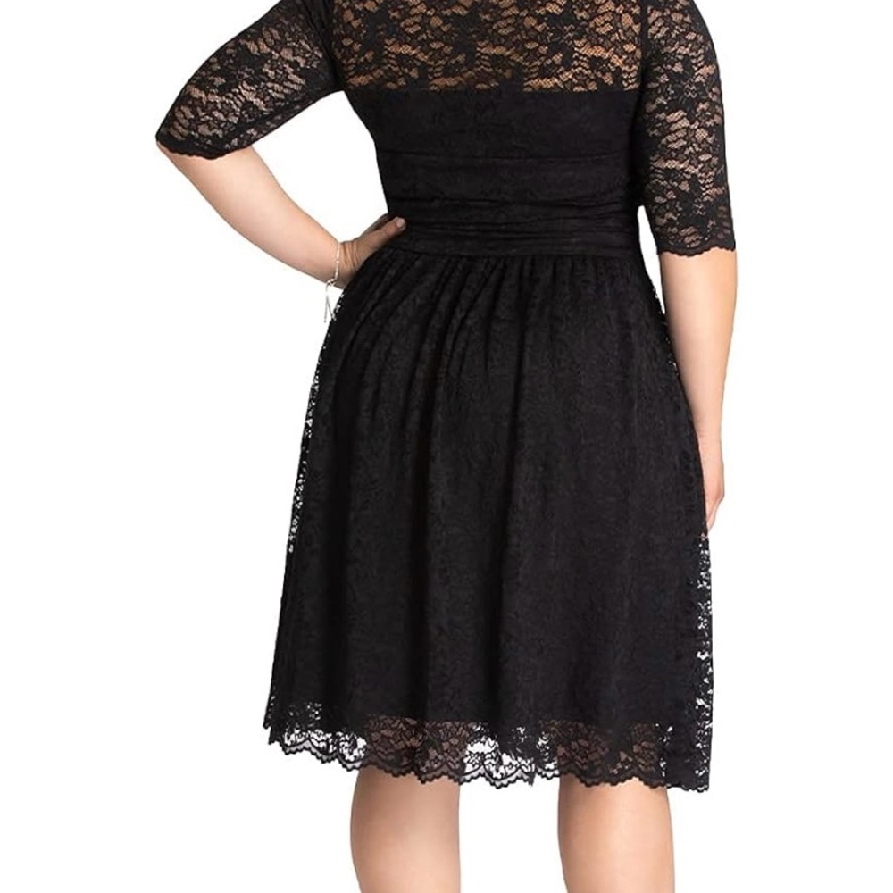 Kiyonna Black A-Line Dress with 3/4 Sleeves
